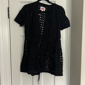 Solid & striped eyelet cover up